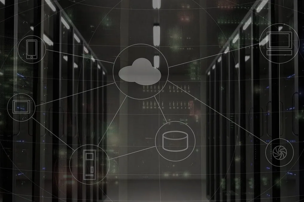 network, server, system, infrastructure, managed services, connection, computer, cloud, gray computer, gray laptop, network, network, server, server, server, server, server