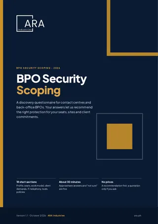 Cover of the ARA Industries BPO Security Scoping Questionnaire PDF