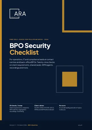 Cover of the ARA Industries BPO Security Checklist PDF