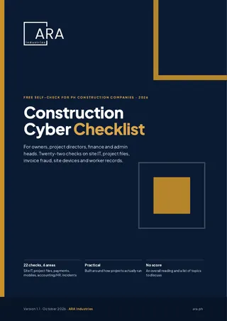 Cover of the ARA Industries Construction Cyber Checklist PDF