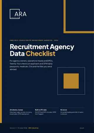 Cover of the ARA Industries Recruitment Agency Data Checklist PDF