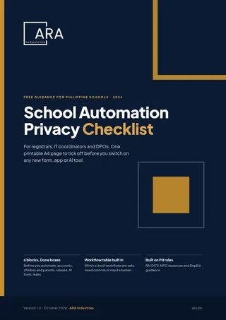 Cover of the ARA Industries School Automation Privacy Checklist PDF