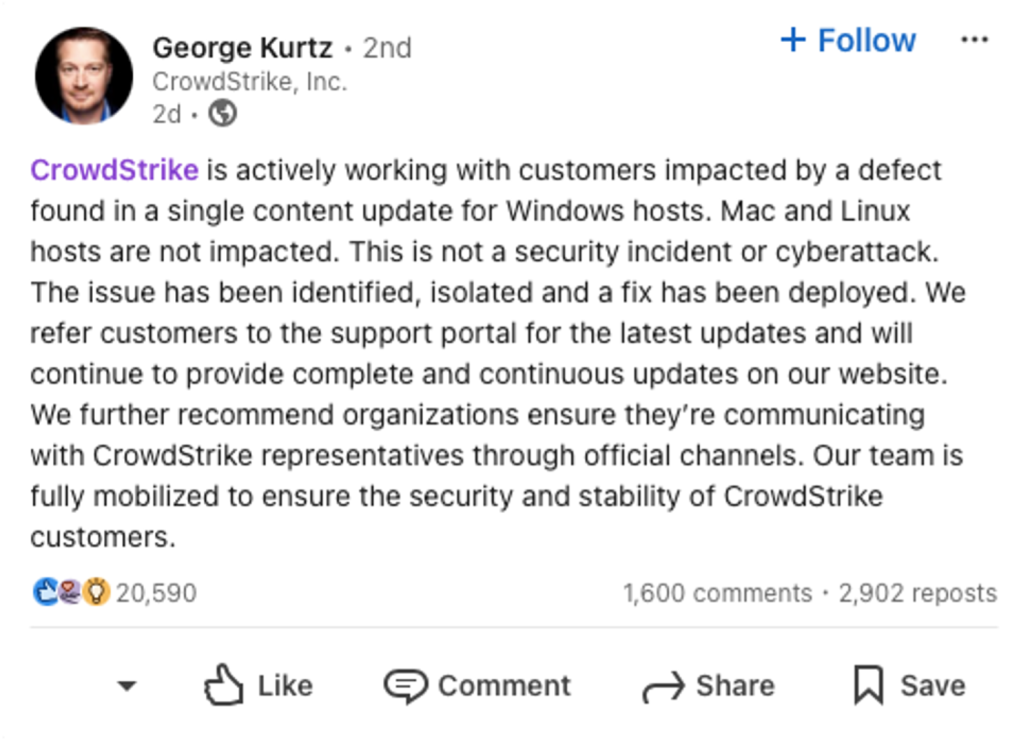 George Kurtz on Crowdstrike